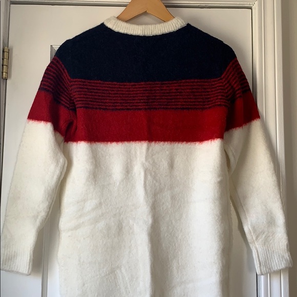 Crewneck Knit Dress, Small, White red navy - Picture 6 of 11